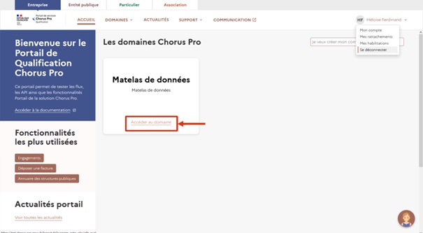 Cliquer sur l'espace Matelas