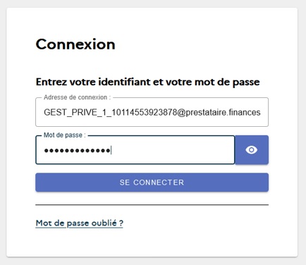 Reconnexion à la qualification avec les identifiants et mots de passe d'un utilisateur issu du matelas de données 