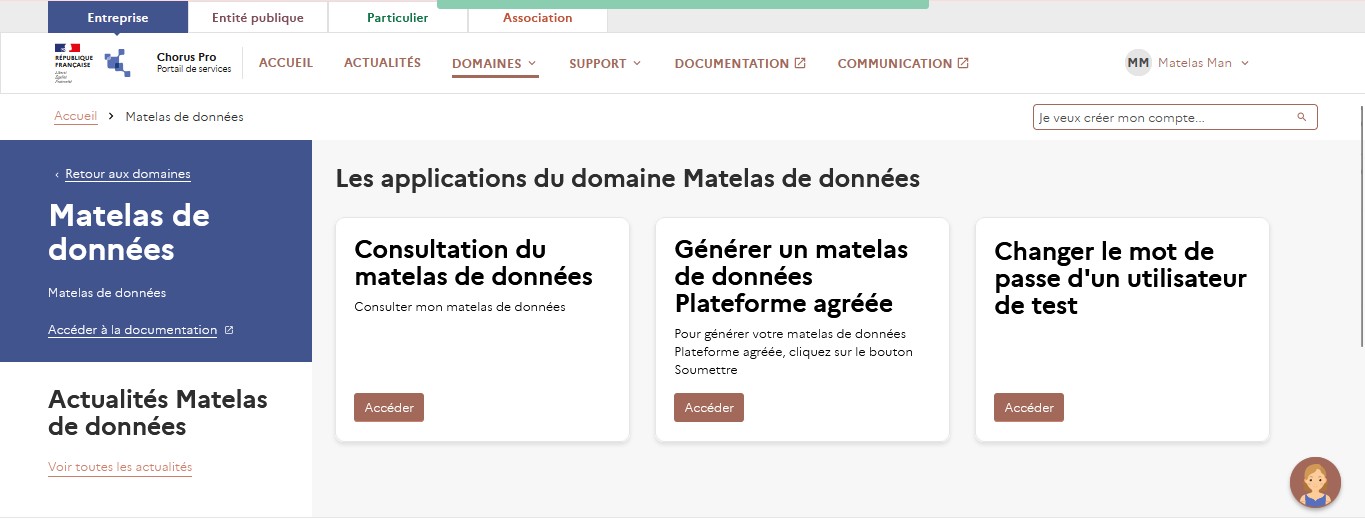 Consultation du matelas à partir de la page connectée