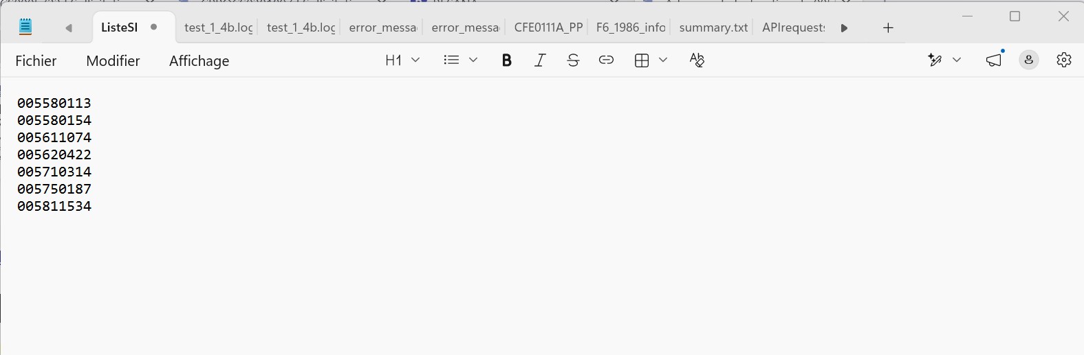 Construction du fichier texte pour la future recherche