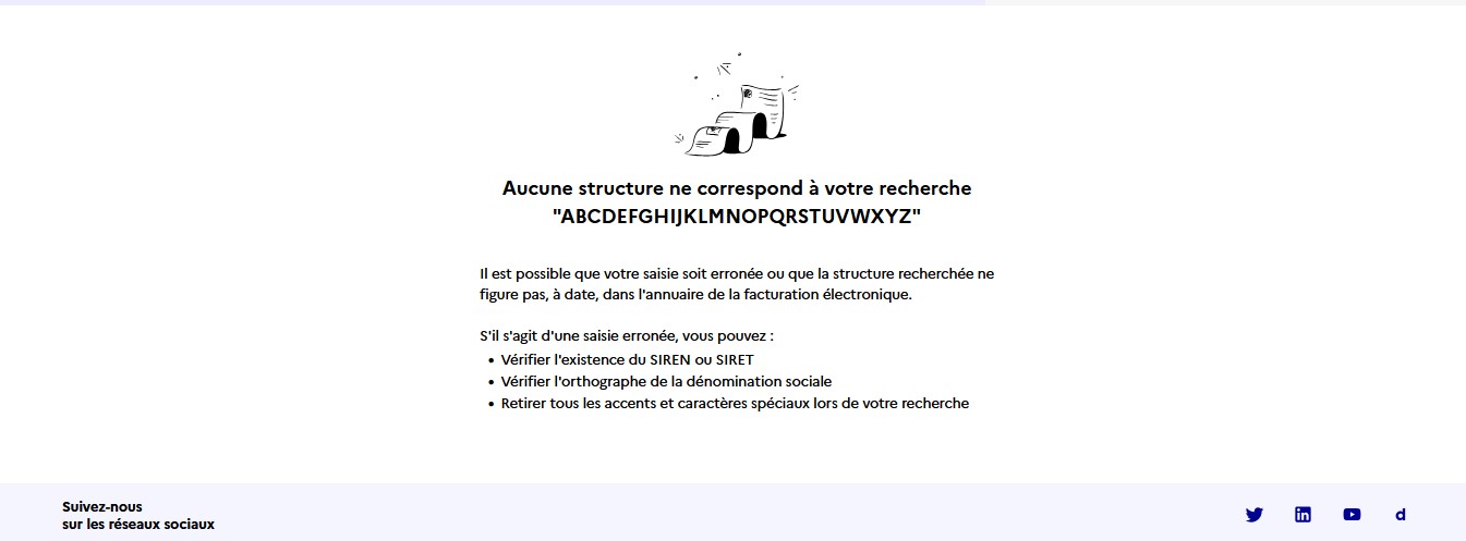 Message d'absence de résultats