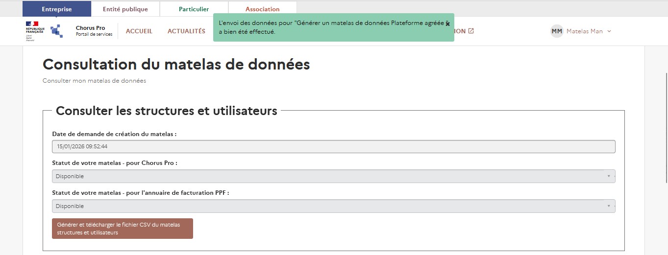 Téléchargement du matelas consolidé