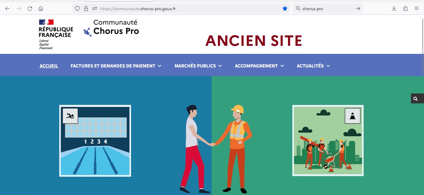 Vue de l'ancien site documentaire Communauté Chorus Pro